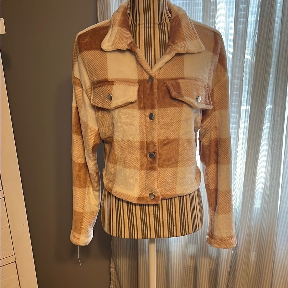 Plaid Tan and Cream Women's Jacket